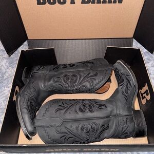 Circle G black Leather Cowboy Boots